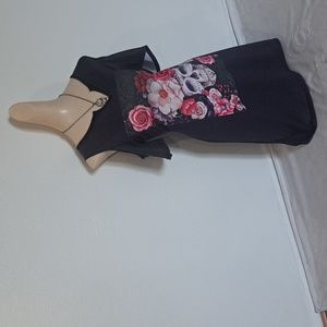 S:L Dress, Cold Shoulder Skull with flowers